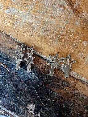 Silver Star Hair Clips - Set of 2 pairs